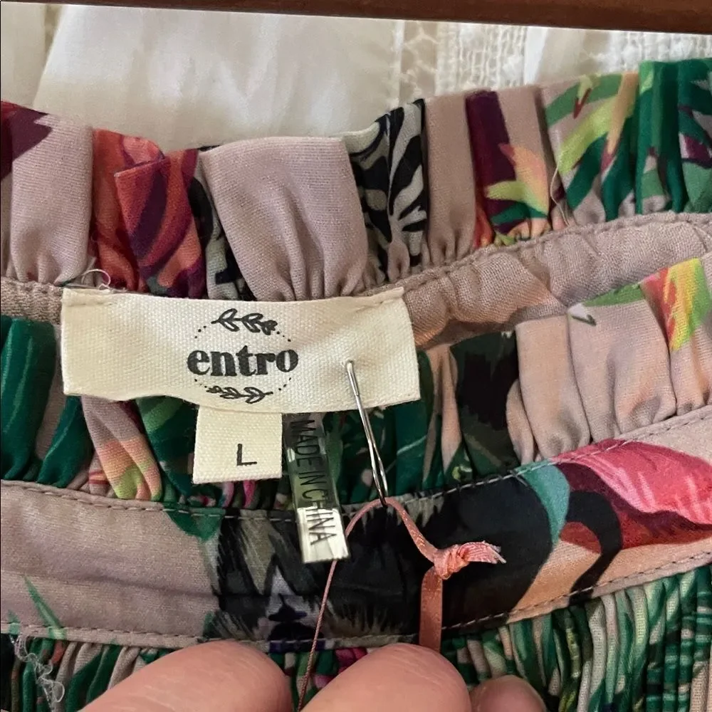 Entro Jungle Print Mini Skirt with Pink and Green Accents